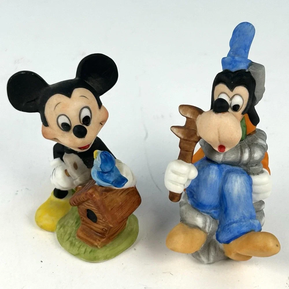 Walt Disney Productions Mickey and Goofy Ceramic Figurines Lot of 2